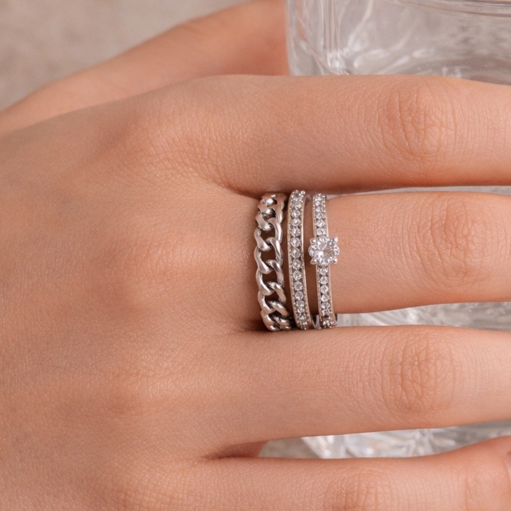 Melrose Market Silver Stackable Ring Set 3pc (BR1212/3)
